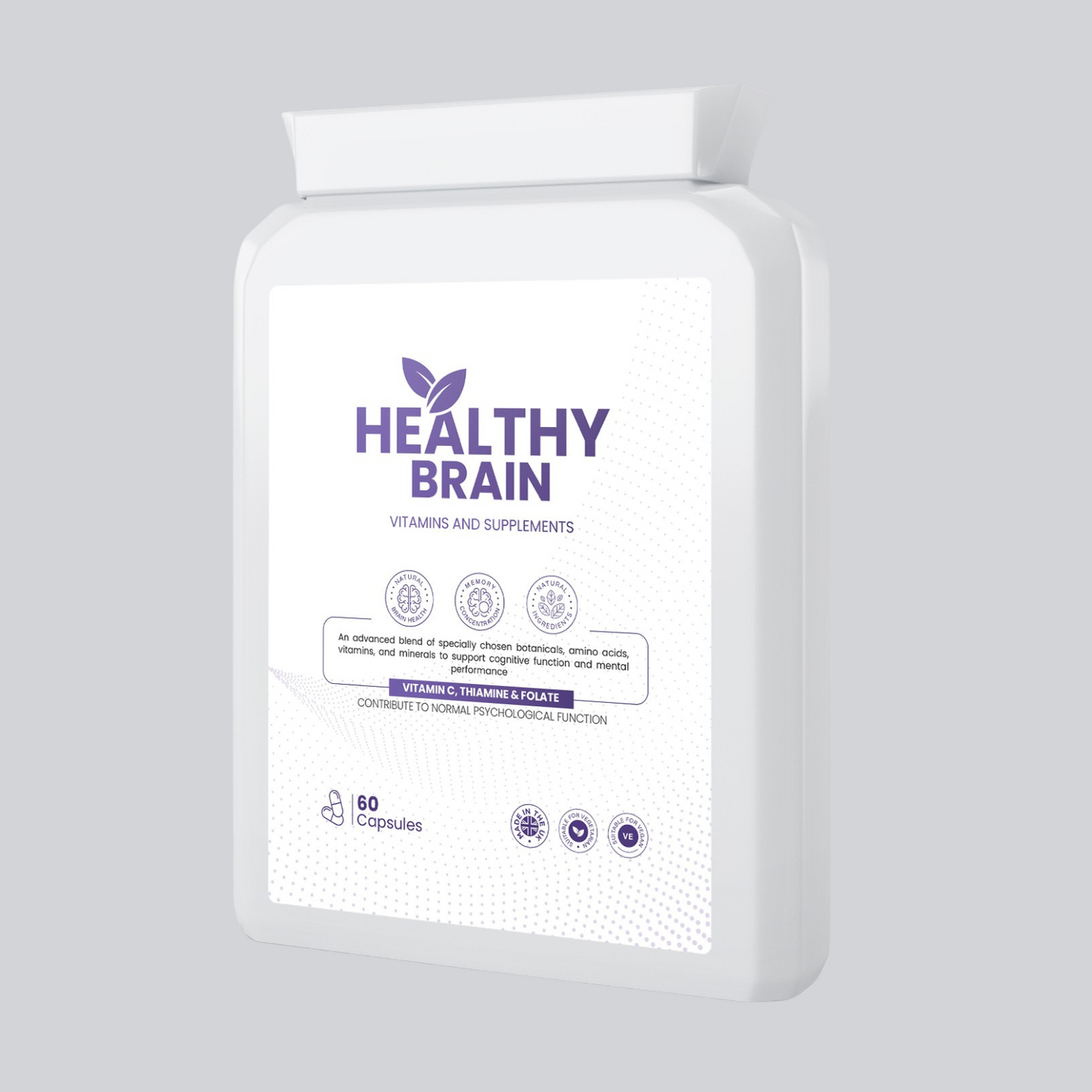 Premium Healthy Brain Vitamins Mind & Memory Support Capsules - Pack of 60