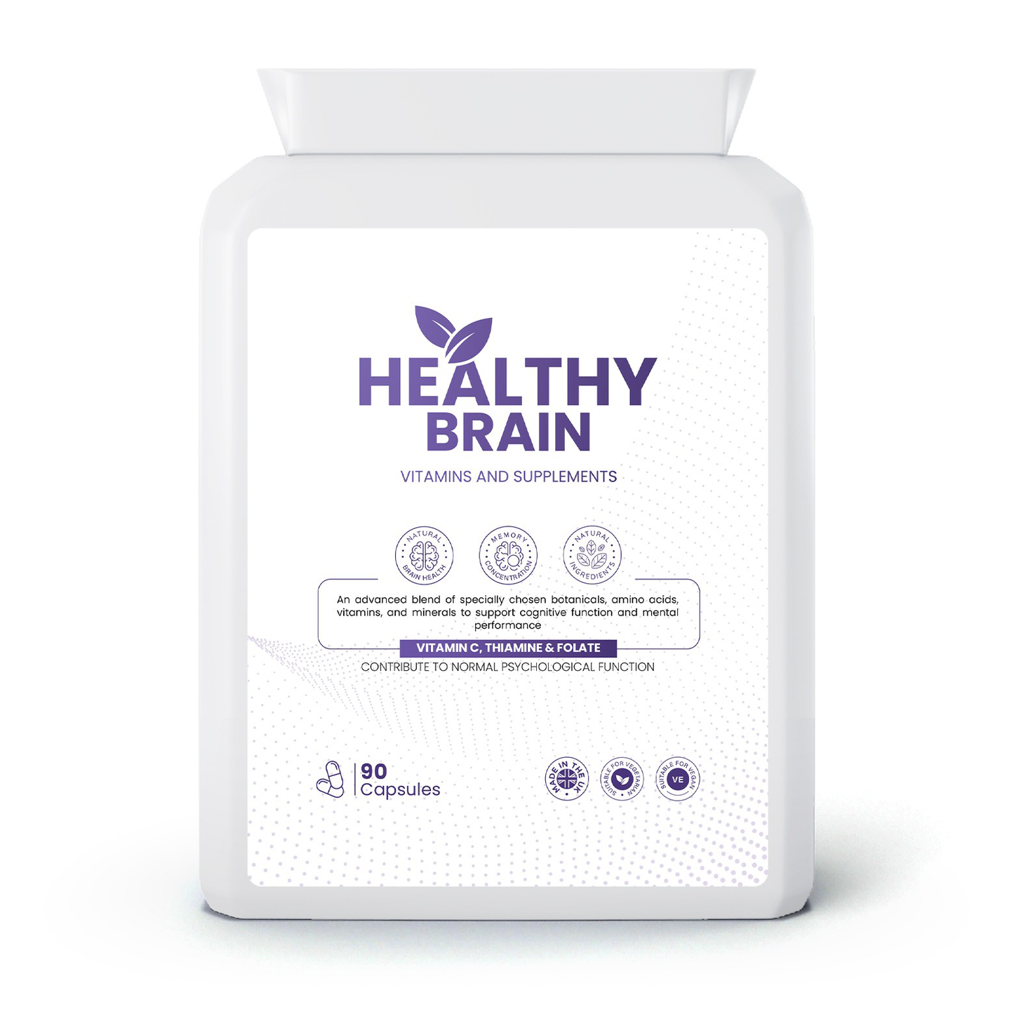 Premium Healthy Brain Vitamins Mind & Memory Support Capsules - Pack of 90