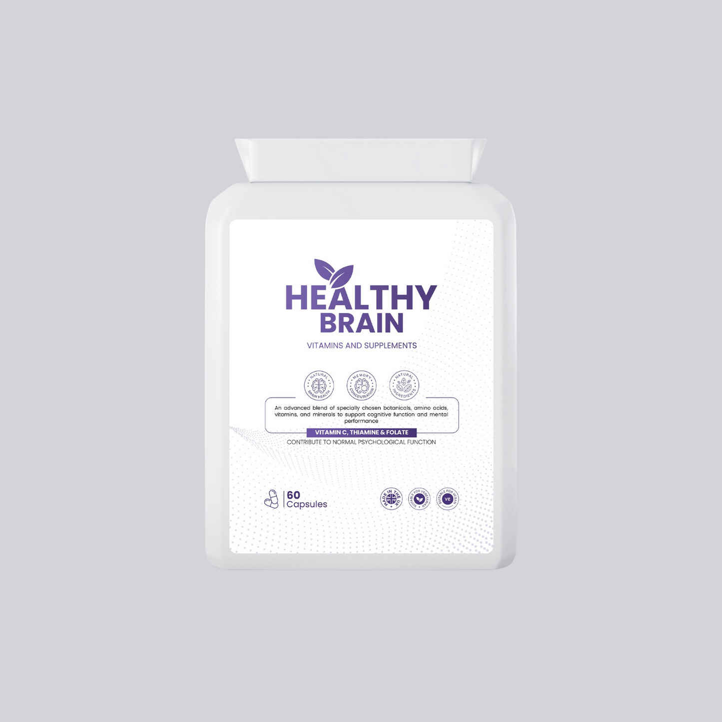 Premium Healthy Brain Vitamins Mind & Memory Support Capsules - Pack of 60