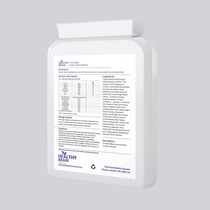 Premium Healthy Brain Vitamins Mind & Memory Support Capsules - Pack of 60