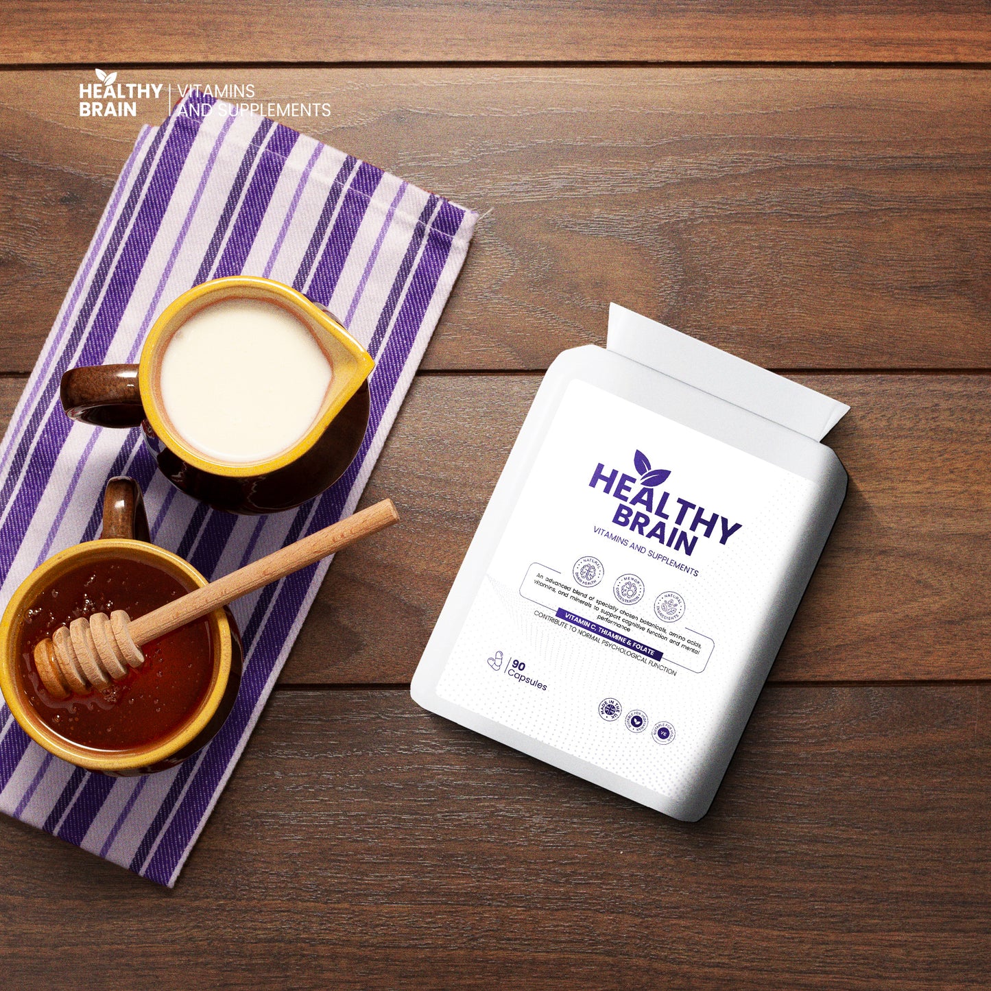 Premium Healthy Brain Vitamins Mind & Memory Support Capsules - Pack of 90