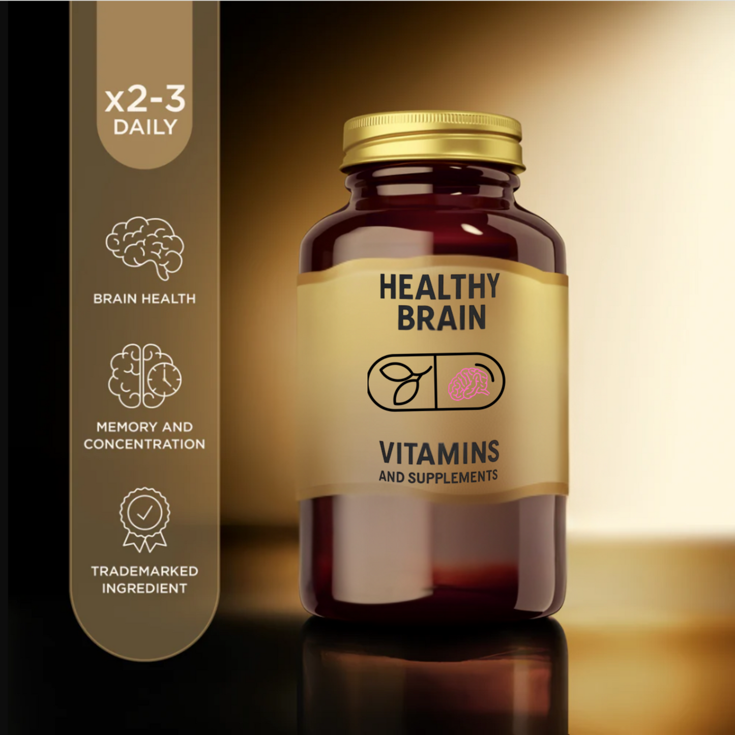 Premium Healthy Brain Vitamins Mind & Memory Support Capsules - Pack of 60